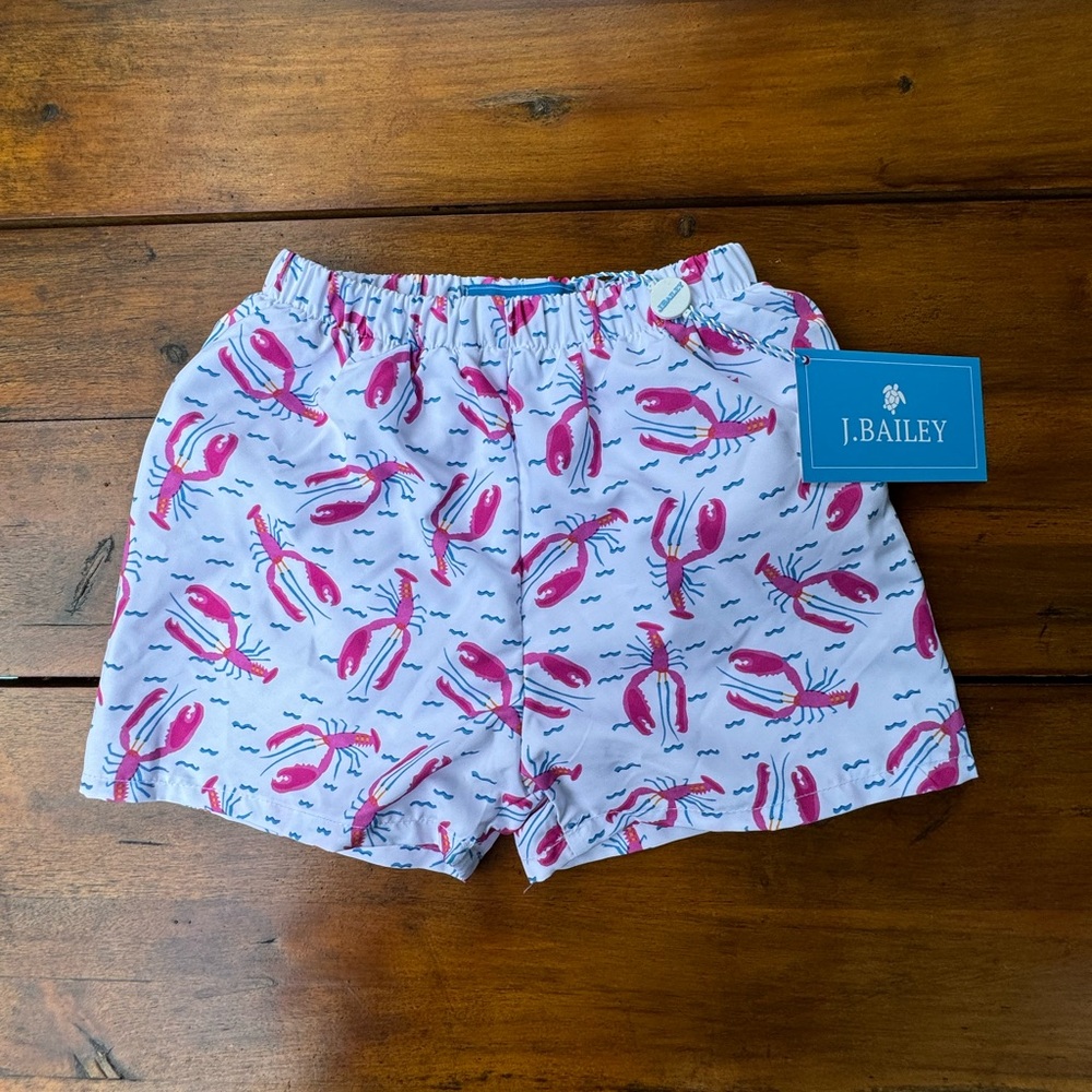 Bailey Boys NWT boys swim trunks 2T. Lobster pattern